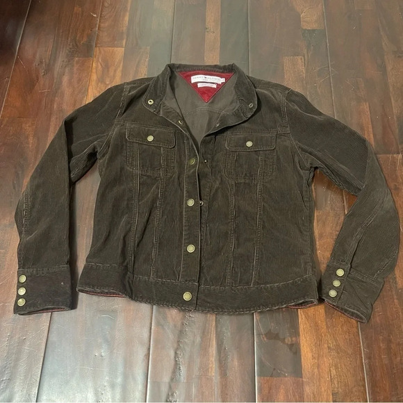 Vintage Tommy Hilfiger Corduroy Brown Jacket Women’s Large Button Closure Y2K - Picture 1 of 6